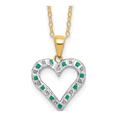 Gold-Plated Sterling Silver Emerald Heart Pendant Necklace