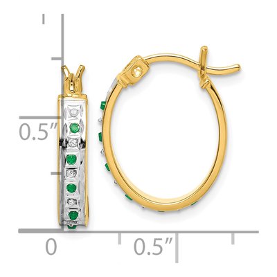 Sterling Silver 19mm Emerald Oval Hoop Earrings – view 5