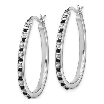 Sterling Silver 31mm Diamond Mystique Hoop Earrings – view 3