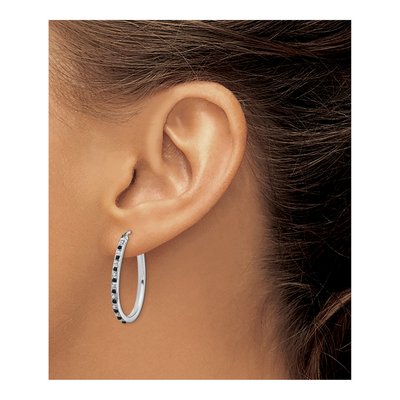 Sterling Silver 31mm Diamond Mystique Hoop Earrings – view 4