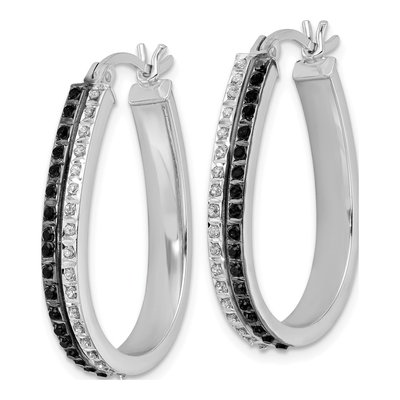 Sterling Silver 32mm Diamond Mystique Hoop Earrings – view 3