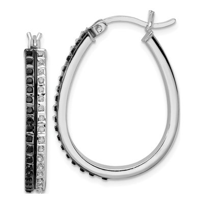 Sterling Silver 32mm Diamond Mystique Hoop Earrings