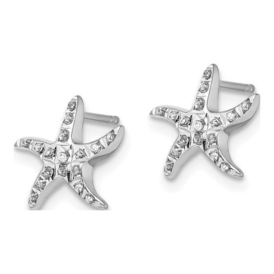 Sterling Silver Diamond Starfish Stud Earrings – view 3