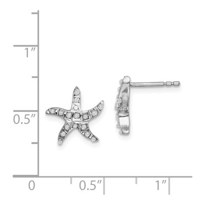 Sterling Silver Diamond Starfish Stud Earrings – view 5