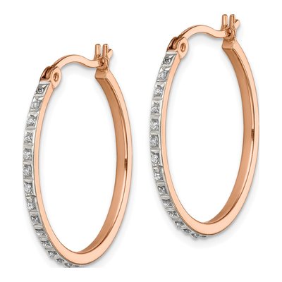 Rose Gold-Plated Sterling Silver 26mm Diamond Hoop Earrings – view 3