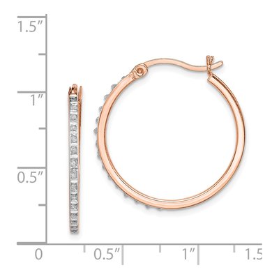 Rose Gold-Plated Sterling Silver 26mm Diamond Hoop Earrings – view 5
