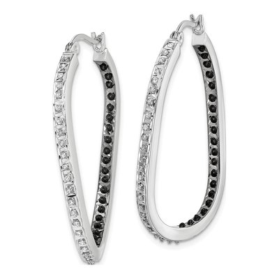 Sterling Silver 37mm Diamond Mystique Hoop Earrings – view 3