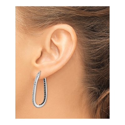 Sterling Silver 37mm Diamond Mystique Hoop Earrings – view 4