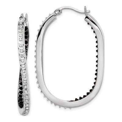 Sterling Silver 37mm Diamond Mystique Hoop Earrings