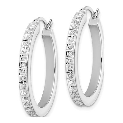 Sterling Silver 30mm Diamond Mystique Hoop Earrings – view 3