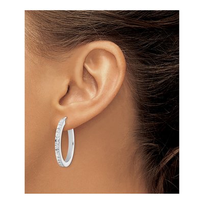 Sterling Silver 30mm Diamond Mystique Hoop Earrings – view 4