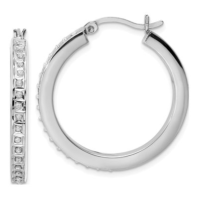 Sterling Silver 30mm Diamond Mystique Hoop Earrings