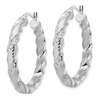 Sterling Silver 38mm Twisted Hoop Earrings – view 3