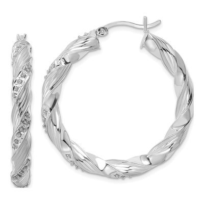 Sterling Silver 38mm Twisted Hoop Earrings