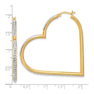 Gold-Plated Sterling Silver 50mm Diamond Mystique Heart Hoop Earrings – view 4