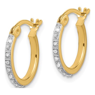 Gold-Plated Sterling Silver 15mm Diamond Mystique Hoop Earrings – view 2