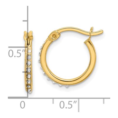 Gold-Plated Sterling Silver 15mm Diamond Mystique Hoop Earrings – view 4