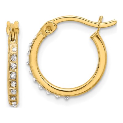Gold-Plated Sterling Silver 15mm Diamond Mystique Hoop Earrings