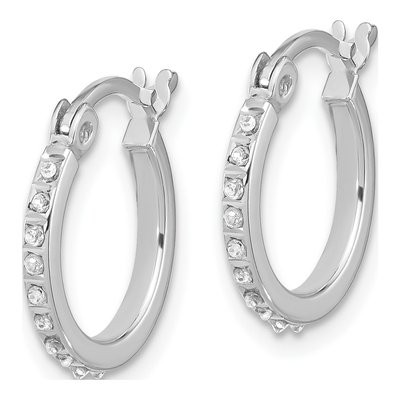 Sterling Silver 15mm Diamond Mystique Hoop Earrings – view 2