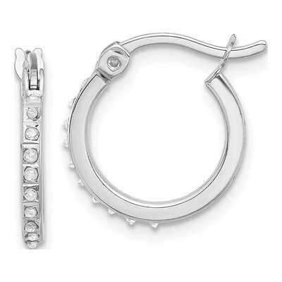Sterling Silver 15mm Diamond Mystique Hoop Earrings