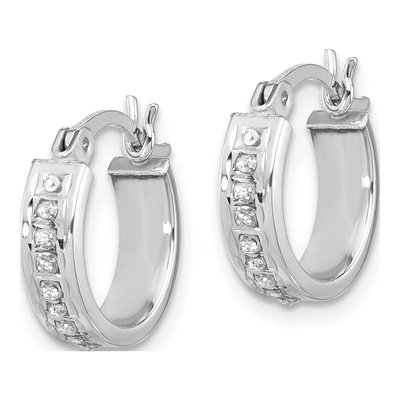 Sterling Silver 14mm Diamond Mystique Hoop Earrings – view 2