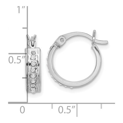 Sterling Silver 14mm Diamond Mystique Hoop Earrings – view 4