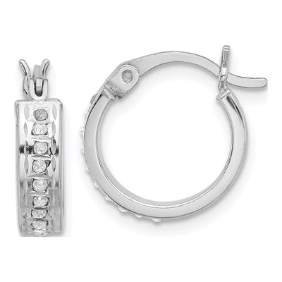 Sterling Silver 14mm Diamond Mystique Hoop Earrings