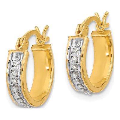 Gold-Plated Sterling Silver 14mm Diamond Mystique Hoop Earrings – view 2