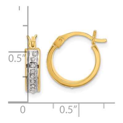 Gold-Plated Sterling Silver 14mm Diamond Mystique Hoop Earrings – view 4