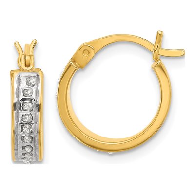 Gold-Plated Sterling Silver 14mm Diamond Mystique Hoop Earrings