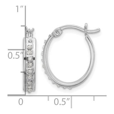 Sterling Silver 18mm Diamond Mystique Oval Hoop Earrings – view 4