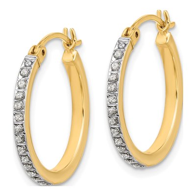Gold-Plated Sterling Silver 21mm Diamond Mystique Hoop Earrings – view 2