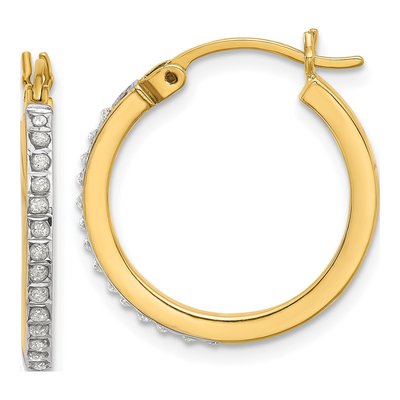 Gold-Plated Sterling Silver 21mm Diamond Mystique Hoop Earrings