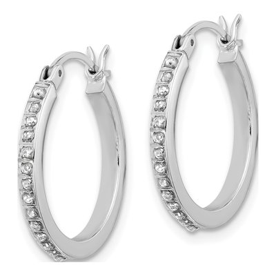 Sterling Silver 21mm Diamond Mystique Hoop Earrings – view 2