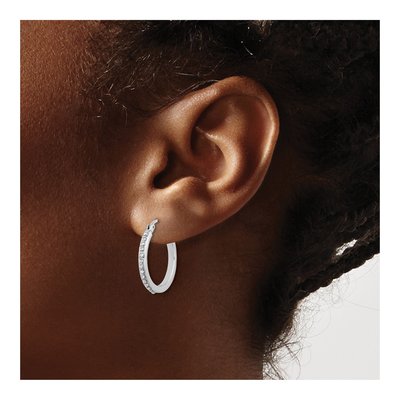 Sterling Silver 21mm Diamond Mystique Hoop Earrings – view 3