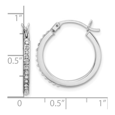 Sterling Silver 21mm Diamond Mystique Hoop Earrings – view 4
