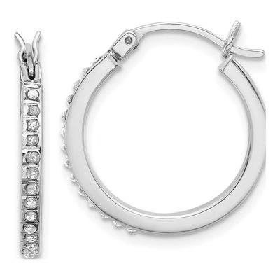 Sterling Silver 21mm Diamond Mystique Hoop Earrings