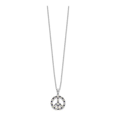 Sterling Silver Diamond Peace Sign Pendant Necklace – view 3