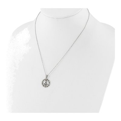 Sterling Silver Diamond Peace Sign Pendant Necklace – view 4