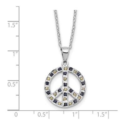 Sterling Silver Diamond Peace Sign Pendant Necklace – view 5