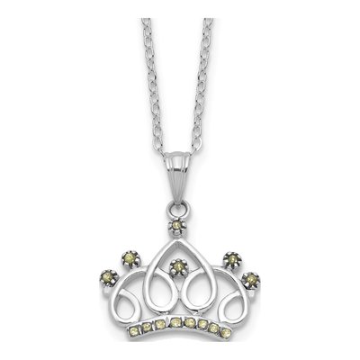 Sterling Silver Diamond Mystique Crown Pendant Necklace