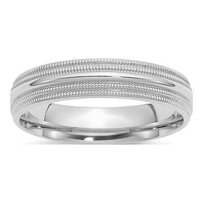 Sterling Silver 5mm Milgrain Comfort-Fit Wedding Band
