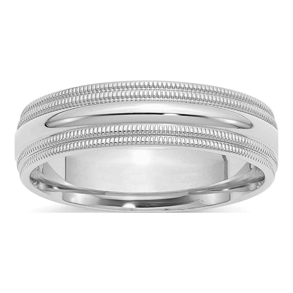 Sterling Silver 6mm Milgrain Comfort-Fit Wedding Band