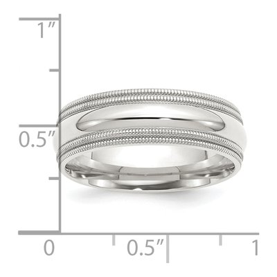 Sterling Silver 7mm Milgrain Comfort-Fit Wedding Band – view 4