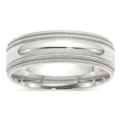 Sterling Silver 7mm Milgrain Comfort-Fit Wedding Band