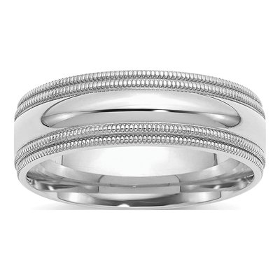 Sterling Silver 7mm Milgrain Comfort-Fit Wedding Band
