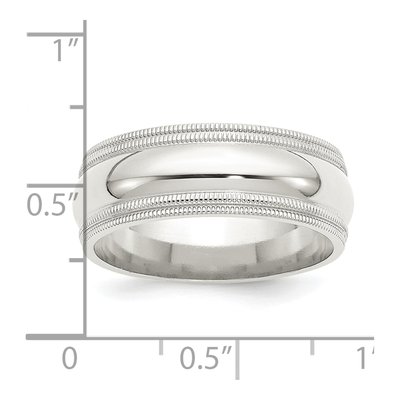 Sterling Silver 8mm Milgrain Comfort-Fit Wedding Band – view 4