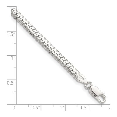 Sterling Silver 4.1mm Double Oval Flat Curb Chain Bracelet – view 2