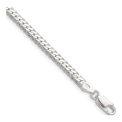 Sterling Silver 4.1mm Double Oval Flat Curb Chain Bracelet