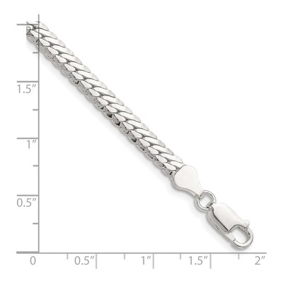 Sterling Silver 5.1mm Double Oval Flat Curb Chain Bracelet – view 2